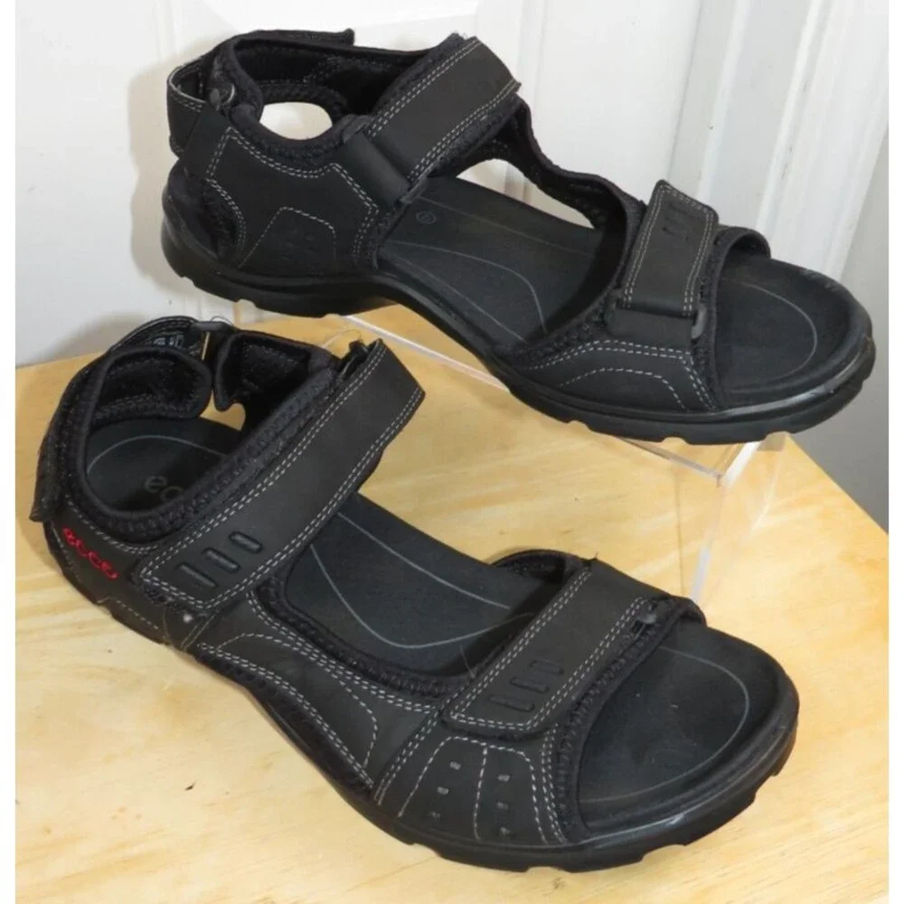 ECCO Men's Utah Multisport Sandals Size EU 42/ US 8-8.5 Black Leather Outdoor